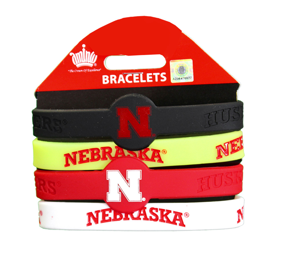 Nebraska Huskers 2 Rubber Wristband Bracelet New